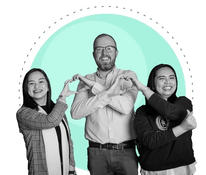 At Peak Support, team members are shown smiling and joining hands to form a heart, reflecting the company’s people-first culture and commitment to collaboration. Peak Support builds long-term partnerships through exceptional support.